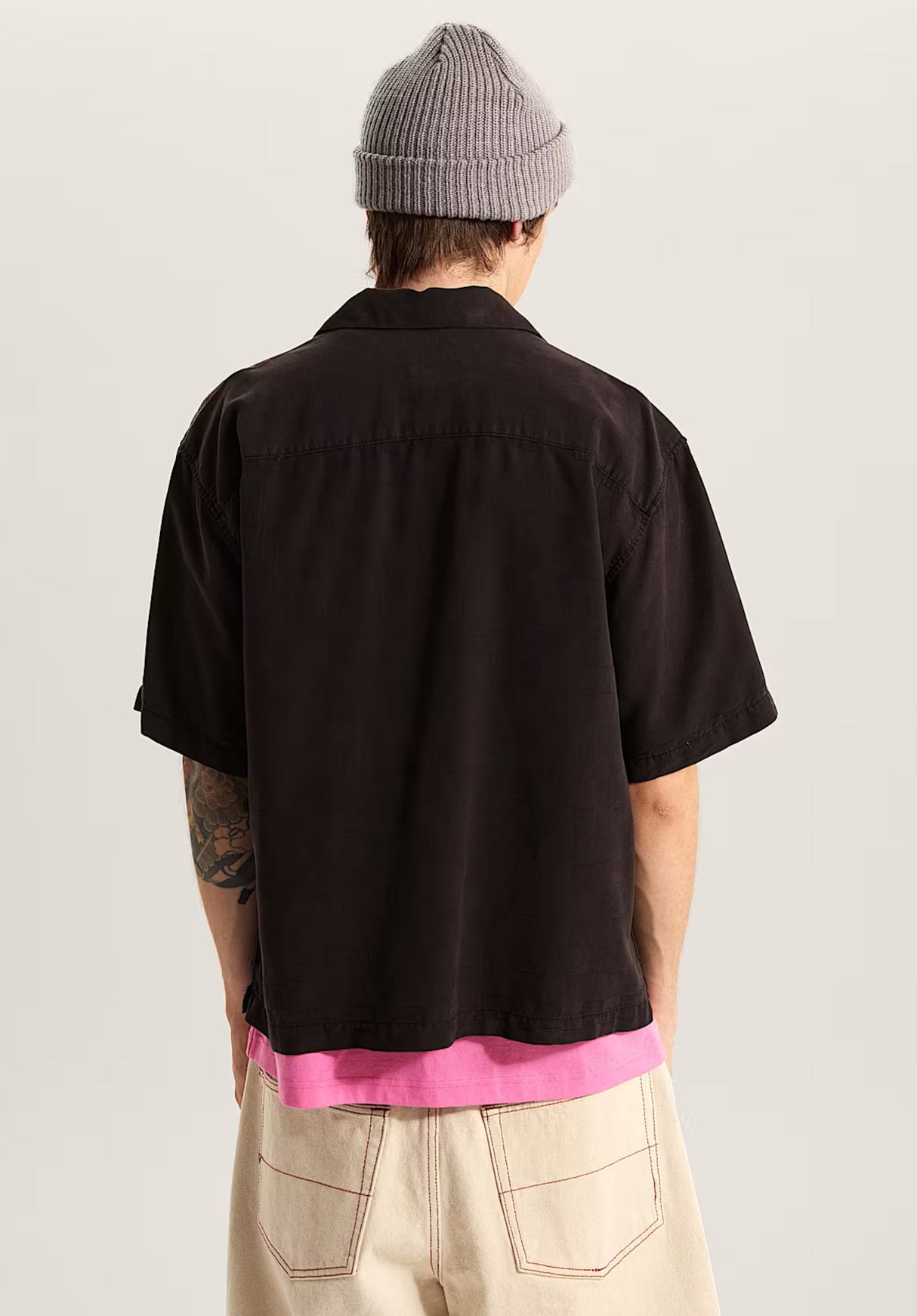 Van Doren Tencel Check Camp black Rueckenansicht