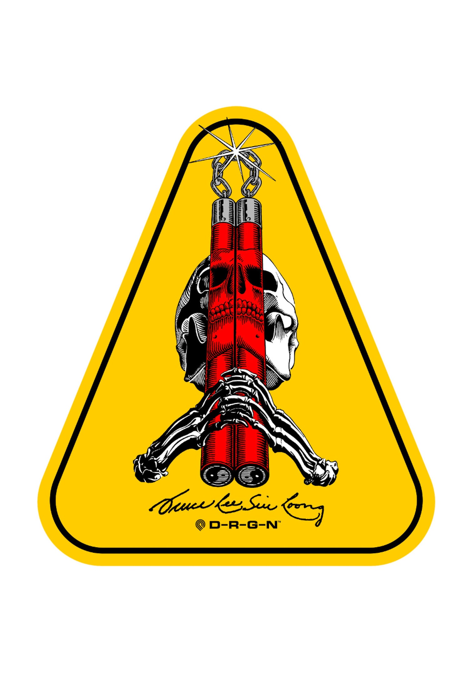 Bruce Lee x Skull & Nunchuck Sticker yellow Vorderansicht Zoom Image