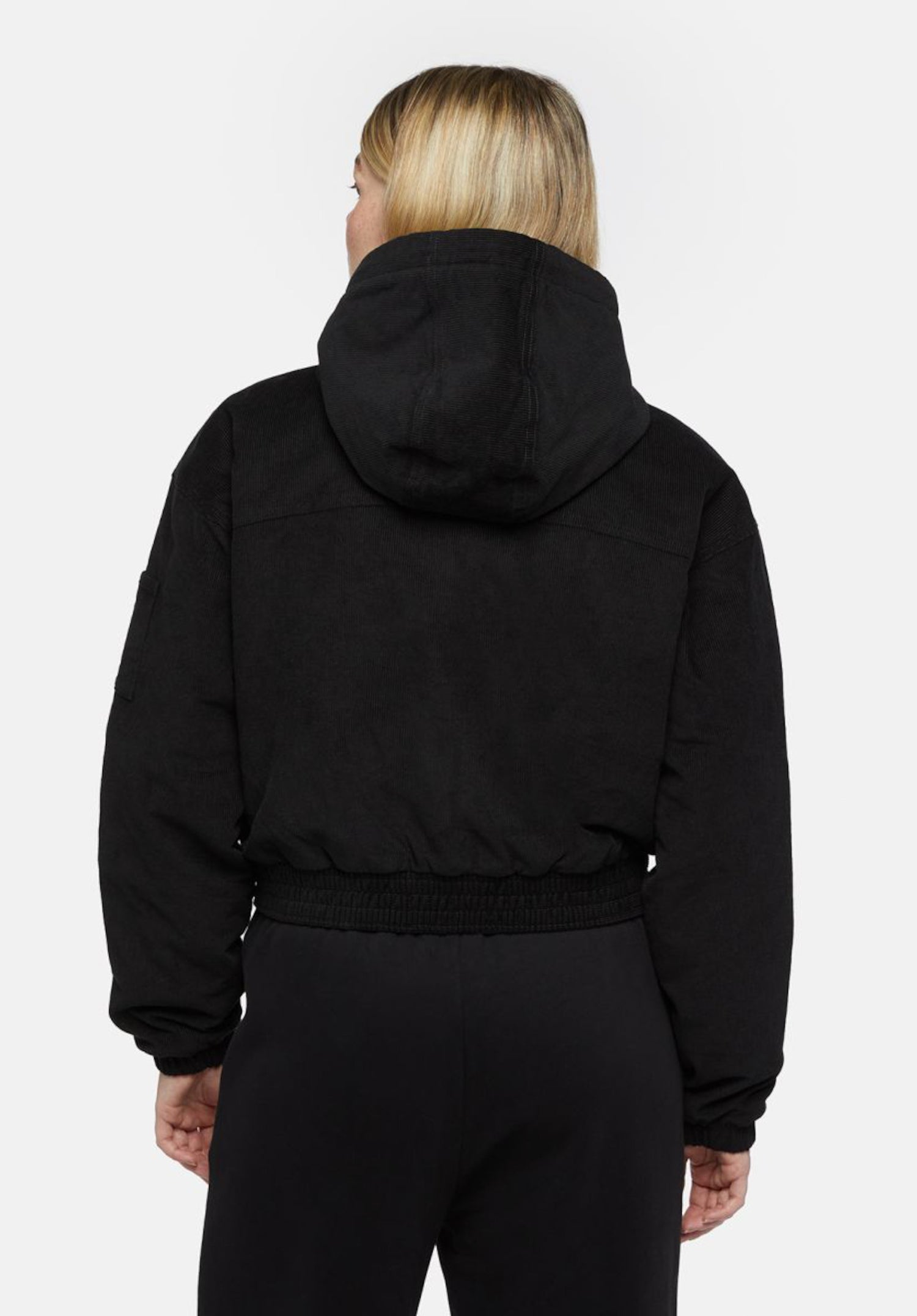 Corduroy Hooded Jacket black Rueckenansicht Zoom Image