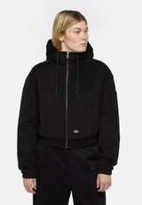Corduroy Hooded Jacket black Vorderansicht