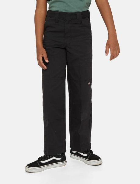 Double Knee Work Pant Youth black Vorderansicht