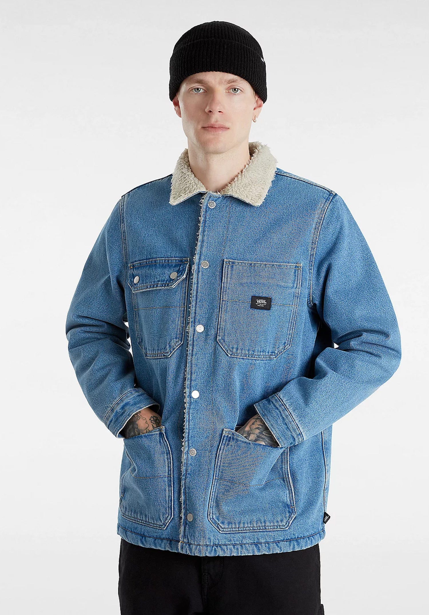 Drill Chore Denim Sherpa Coat stonewashblue Vorderansicht Zoom Image