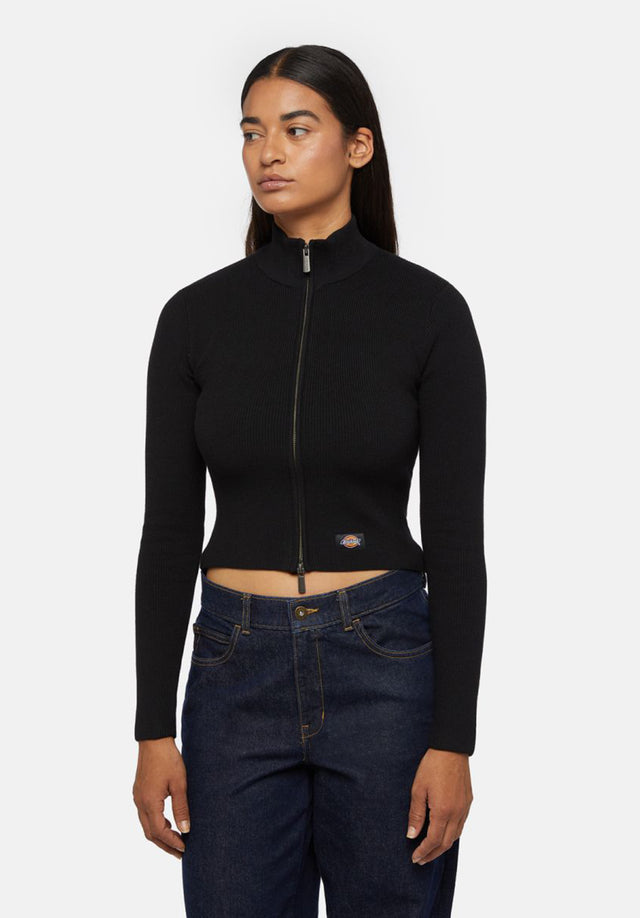 East Helena Rib Zip-Through black Vorderansicht