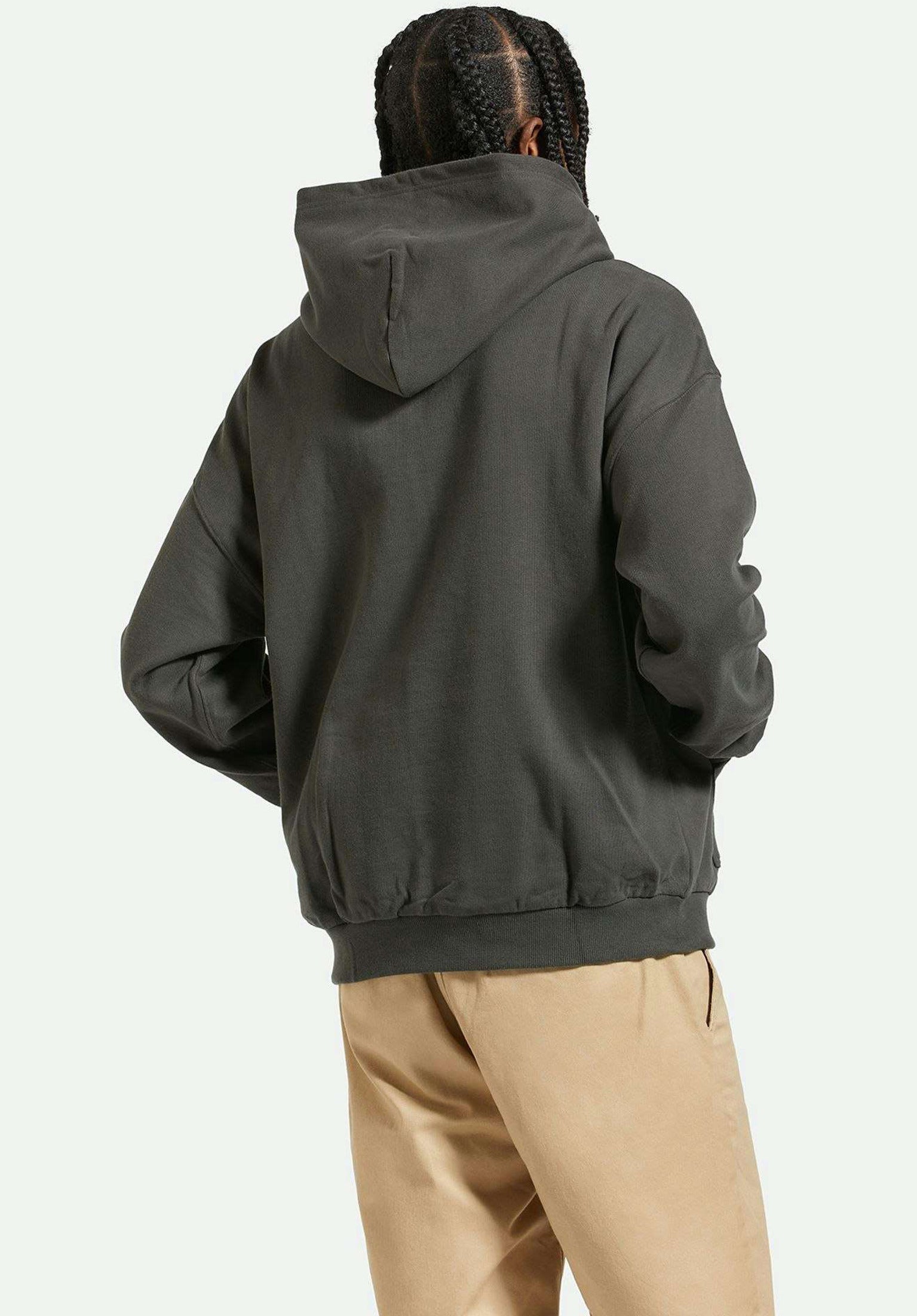 Embroidered Heavyweight Oversize Brixton Hoodie in washedblack for