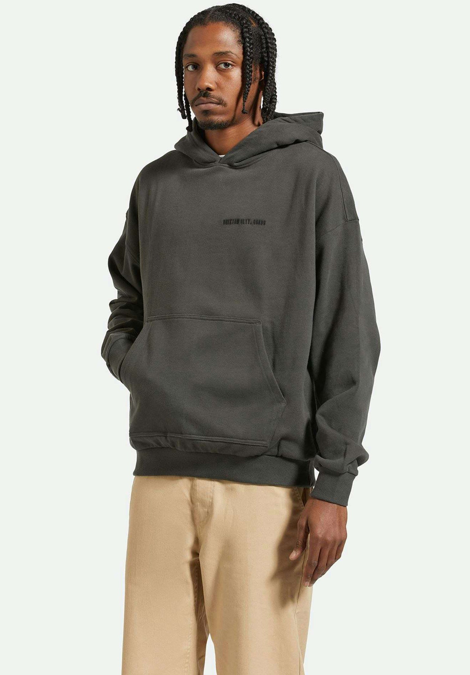 トップス Ron Herman/OVER SIZE HEAVY WEIGHT HOODY Embroidered Heavyweight Oversize Brixton Hoodie in washedblack for