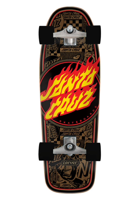 Flame Dot Route Carver Surf Skate black-flames Vorderansicht