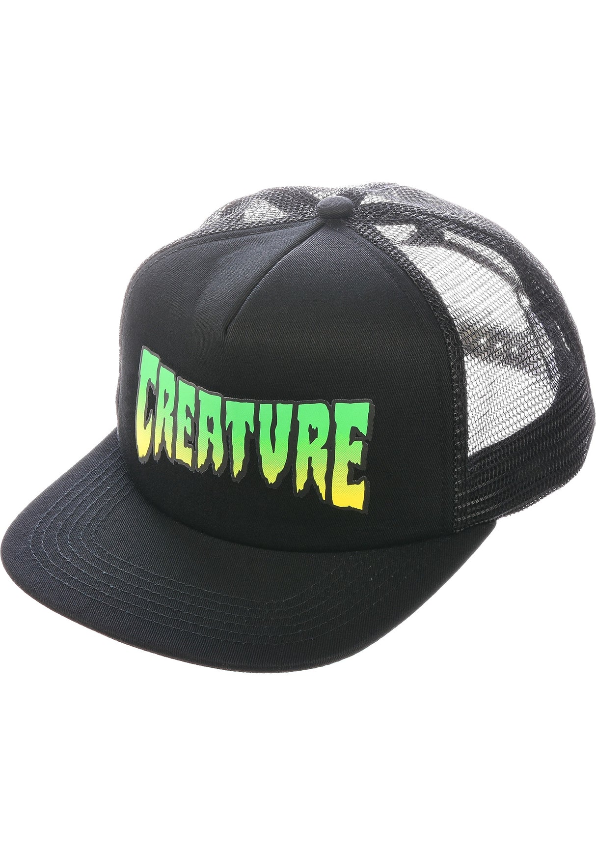 Logo Mesh Trucker 5-Panel Snapback structured black Vorderansicht