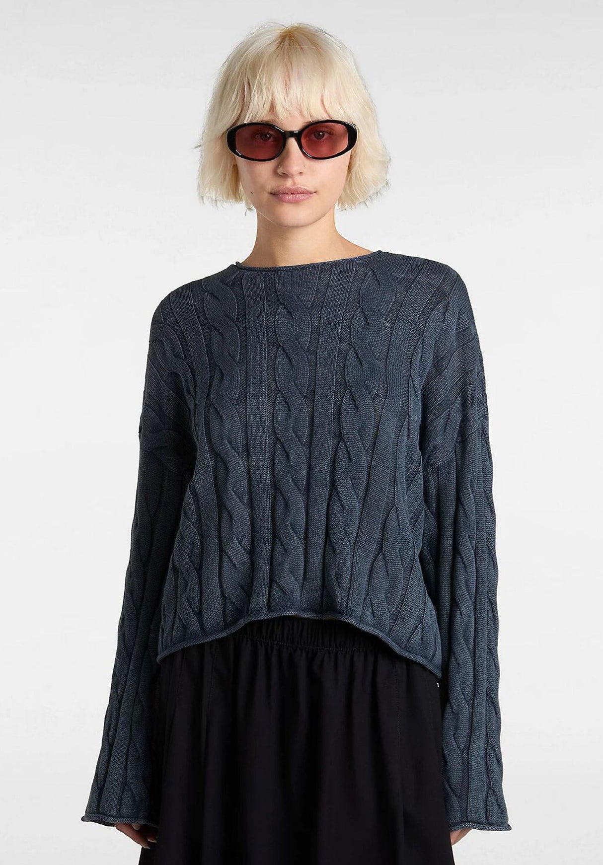 Mila Cable Knit Crop parisiannight Vorderansicht