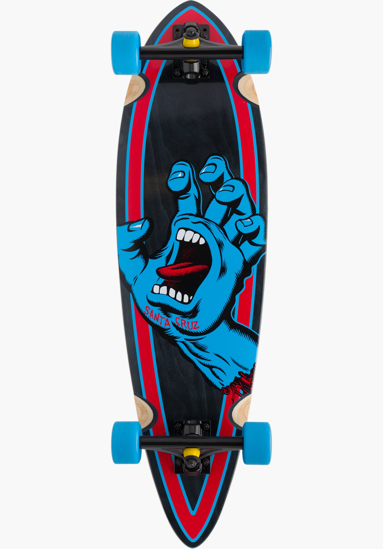 Screaming Hand Pintail Santa-Cruz Longboard Complete in black-blue