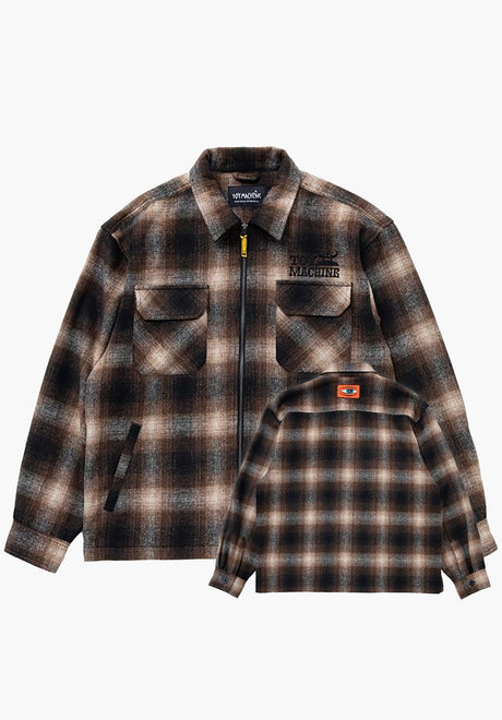 Sect Eye Patch Plaid Check Zip Shacket brown Vorderansicht