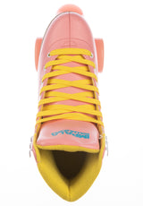 Quad Rollschuhe / Rollerskates pink-yellow Close-Up2