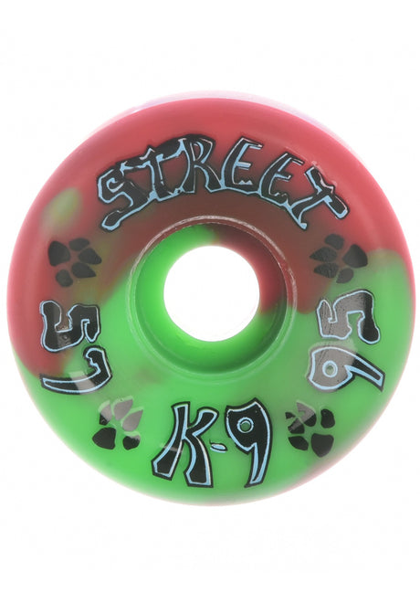 K-9 80's Street Wheels 95a red - green swirl Vorderansicht