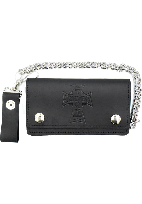 Vintage Cross Large Leather Chain Wallet black Vorderansicht