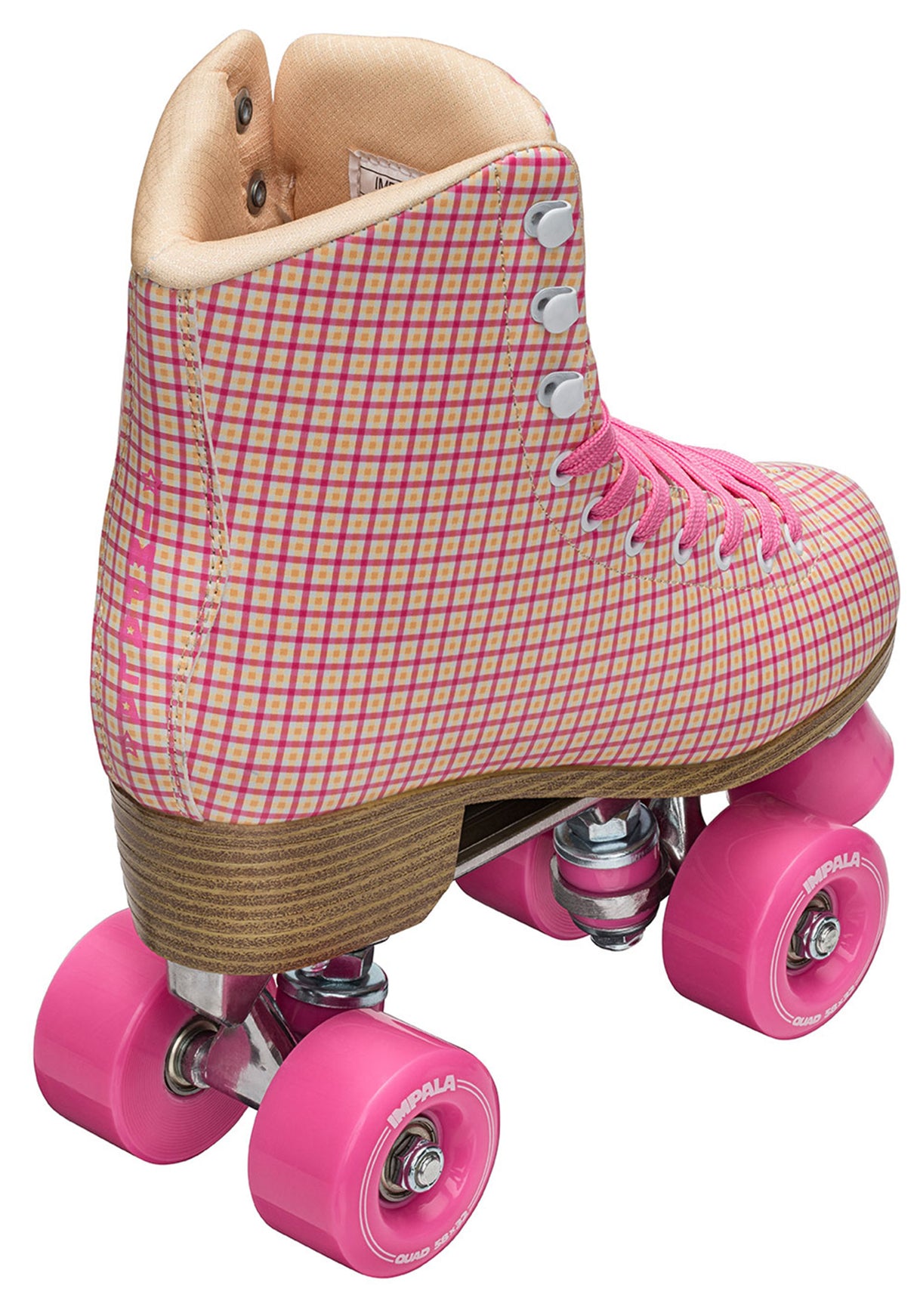 Quad Rollschuhe / Rollerskates pink-tartan Oberansicht