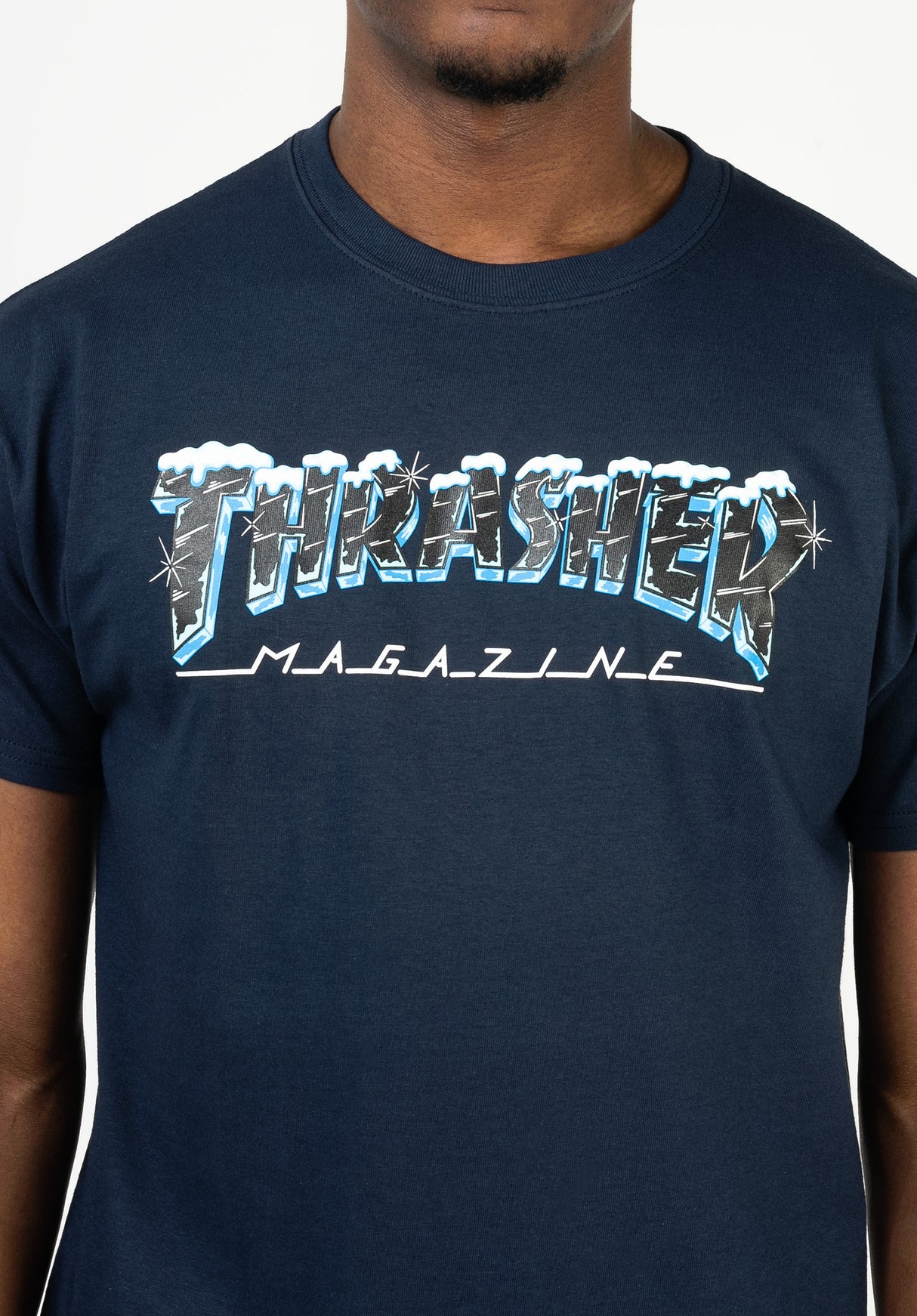 navy blue thrasher shirt