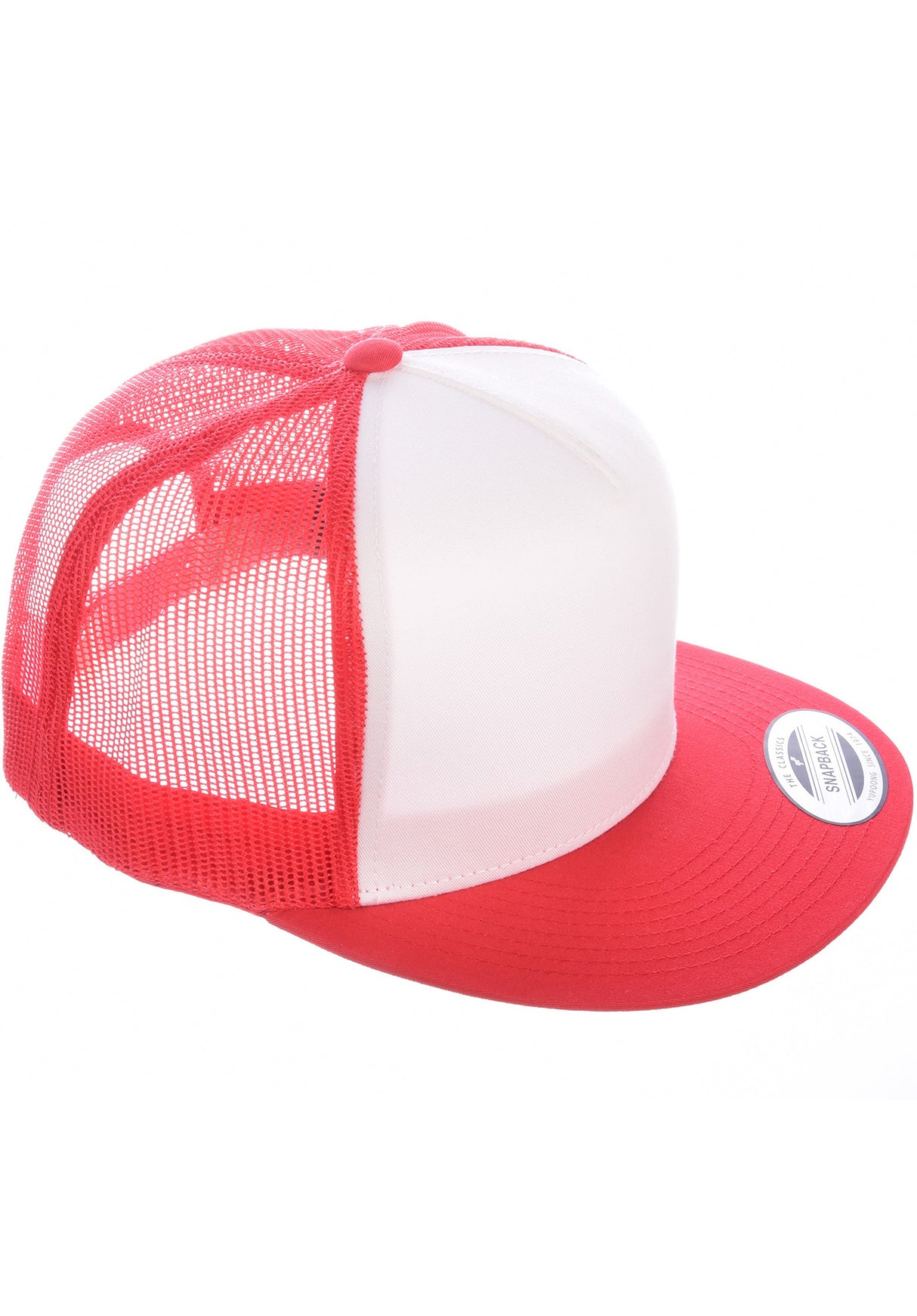 Flat Trucker Cap red-white-red Close-Up2
