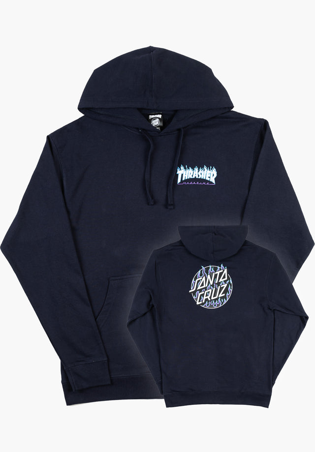 Thrasher Flame Dot Girl Hooded navy Vorderansicht