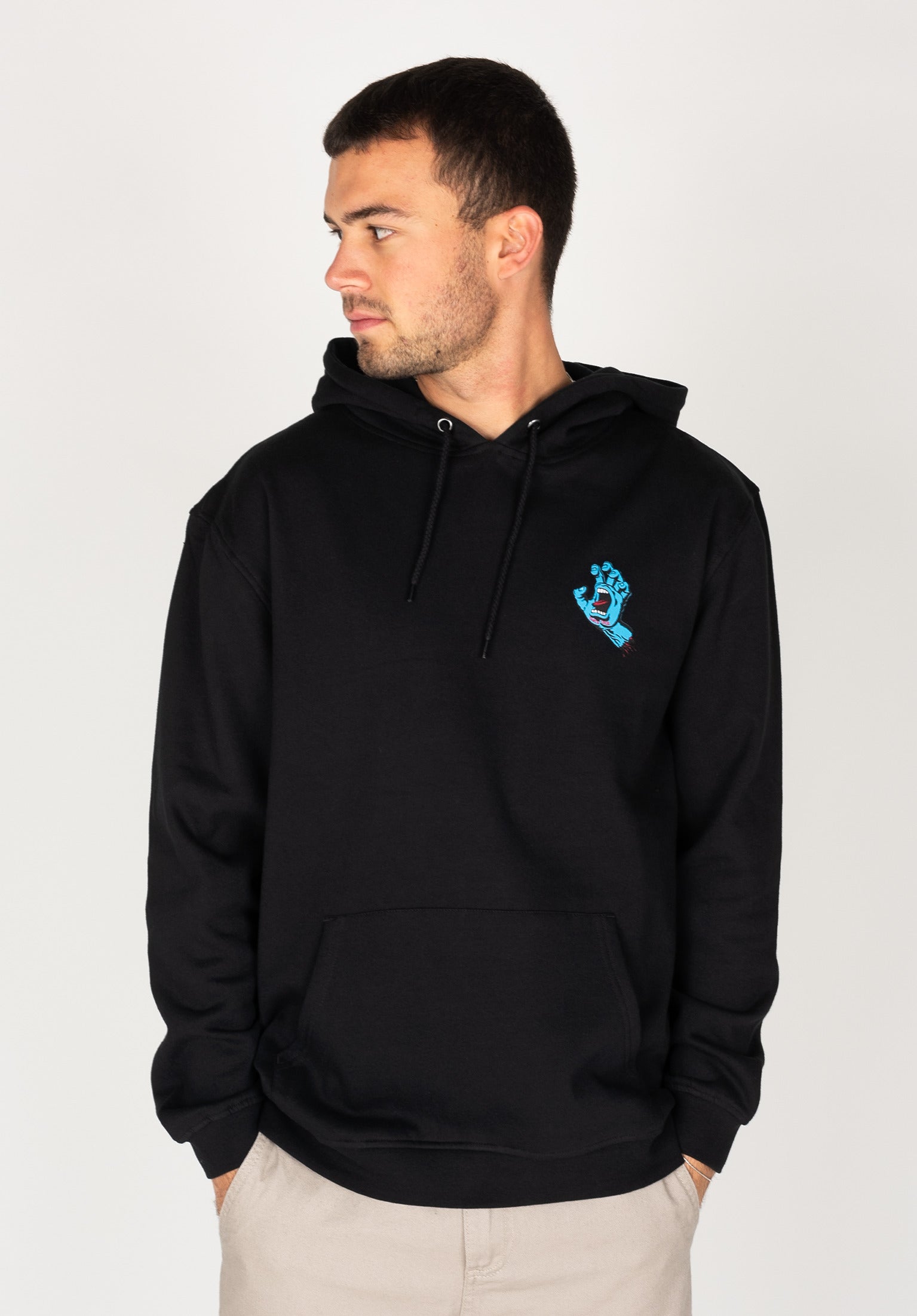 Screaming Hand Chest Santa-Cruz Hoodie in black for men – TITUS