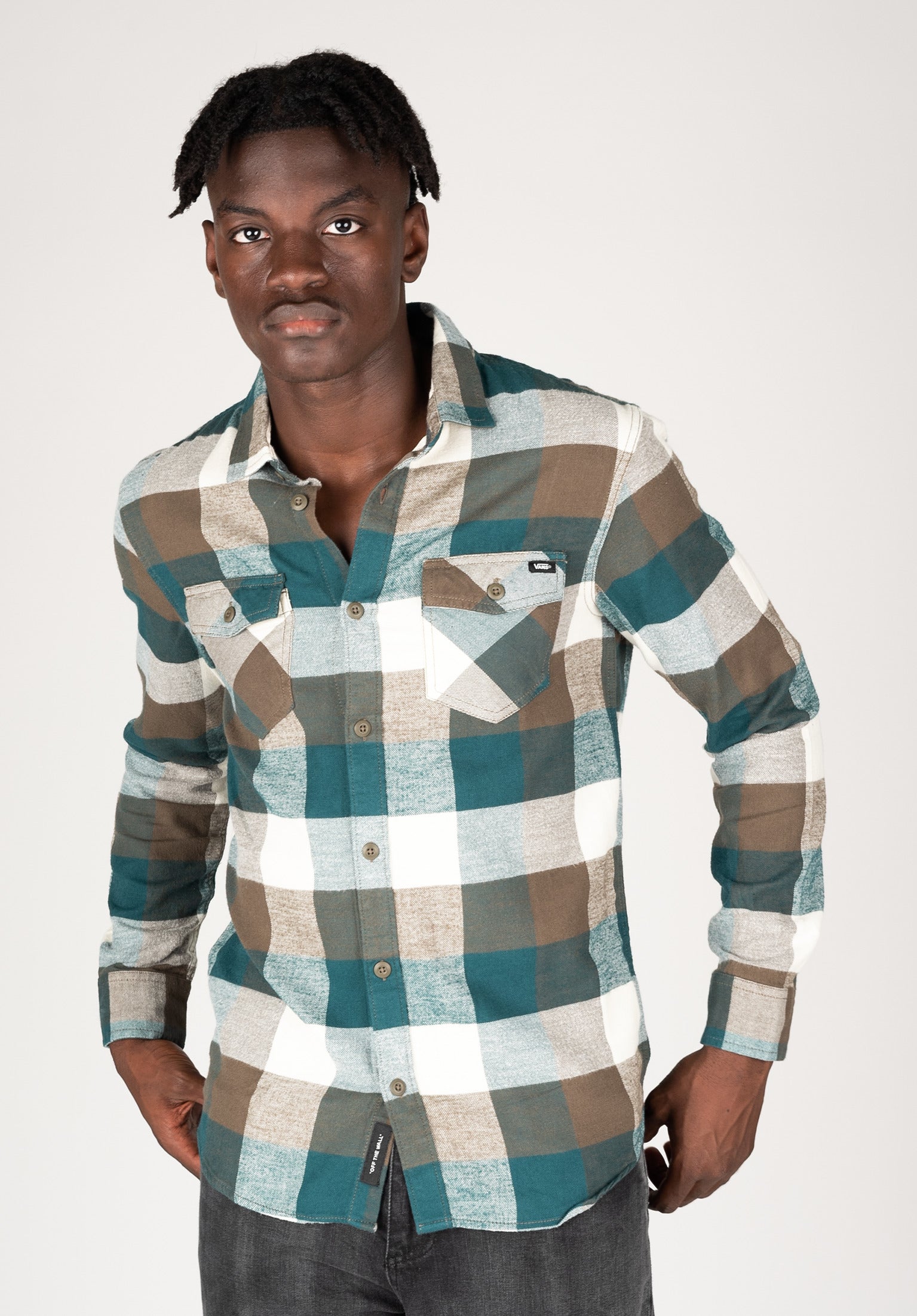 Box Flannel Vans Shirt-Longsleeve in deepteal-canteen for Men