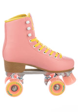 Quad Rollschuhe / Rollerskates pink-yellow Oberansicht