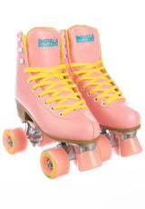 Quad Rollschuhe / Rollerskates pink-yellow Vorderansicht