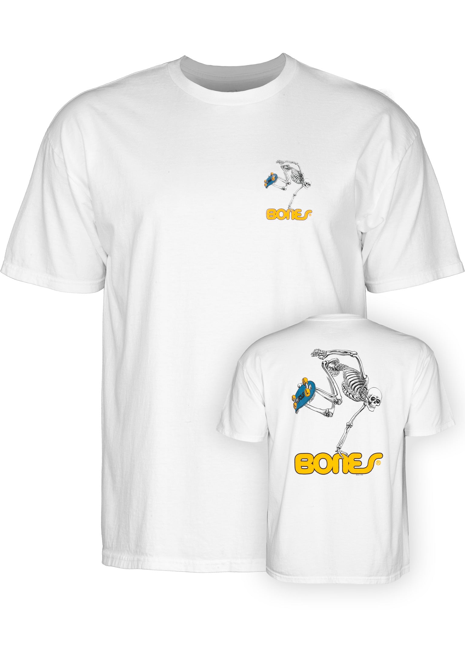 Powell Peralta Skate Skeleton White T-Shirt – Men's Regular Short Sleeve Graphic Tee