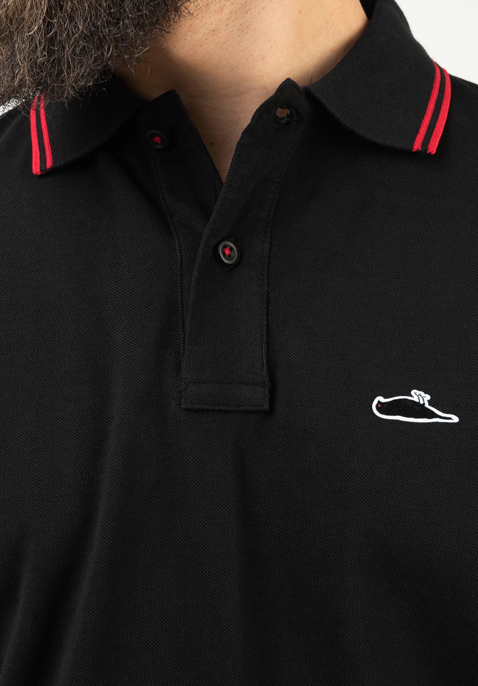 Classic Tipped Atticus Polo Shirt in black red for Men TITUS