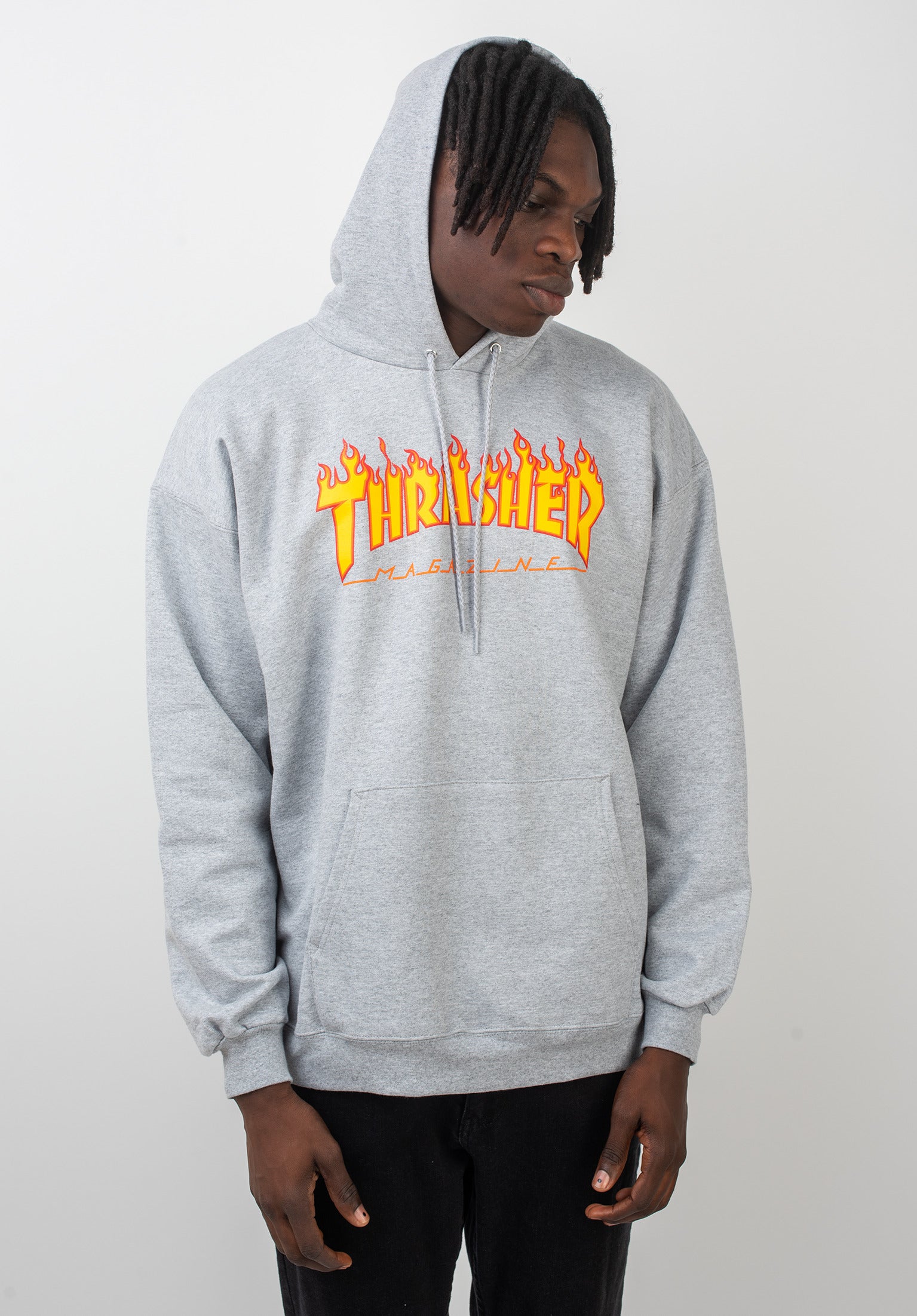 Thrasher flame grey hoodie on sale