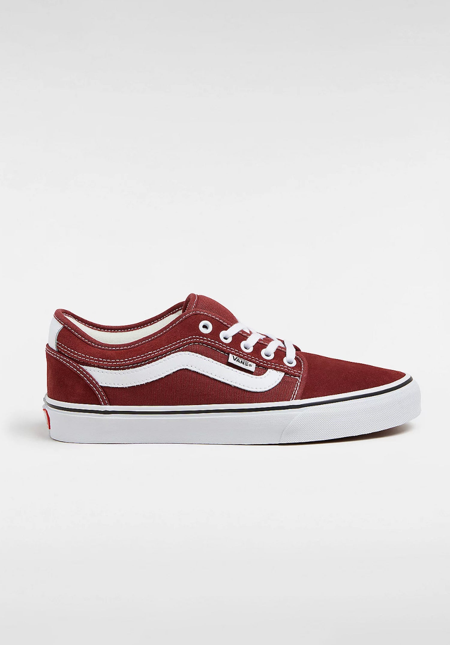 Skate Chukka Low Sidestripe Vans Mens Shoes in burgundy-white for