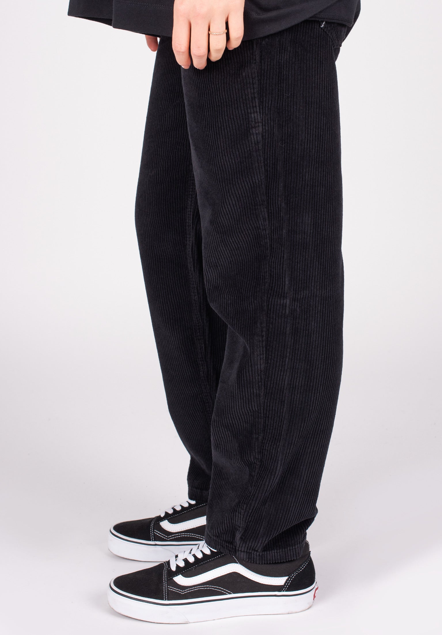 X-tra Baggy Cord Women Homeboy Corduroy Pant in black for women