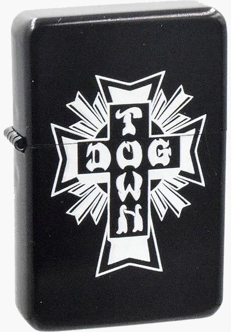 Cross Logo Flip Top Metal Lighter black-white Vorderansicht